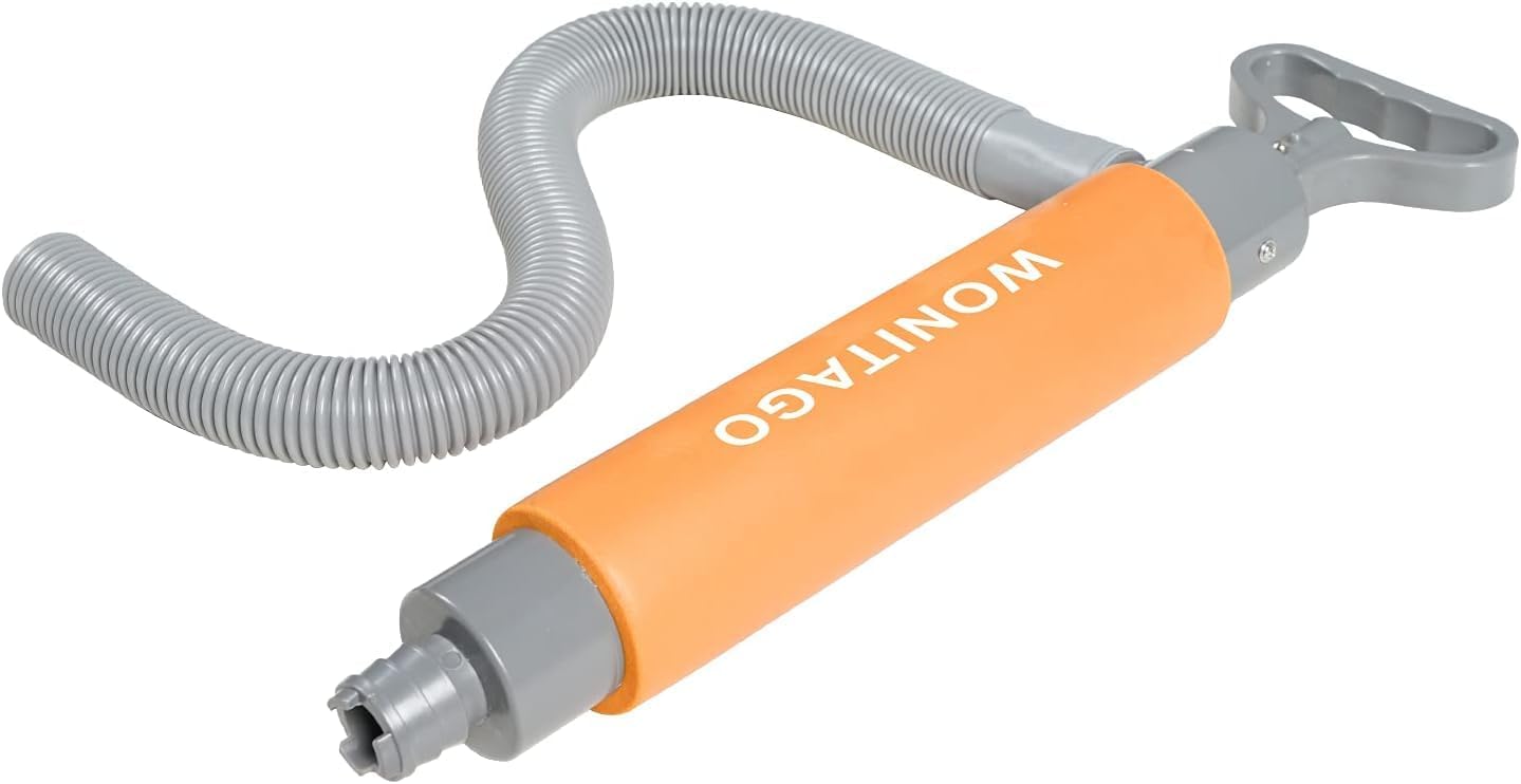 Manual Bilge Pump for Kayak, Canoe and Boat, 19.7" Portable Siphon Hand Water Pump for Kayaks with Reversible Hose, Orange