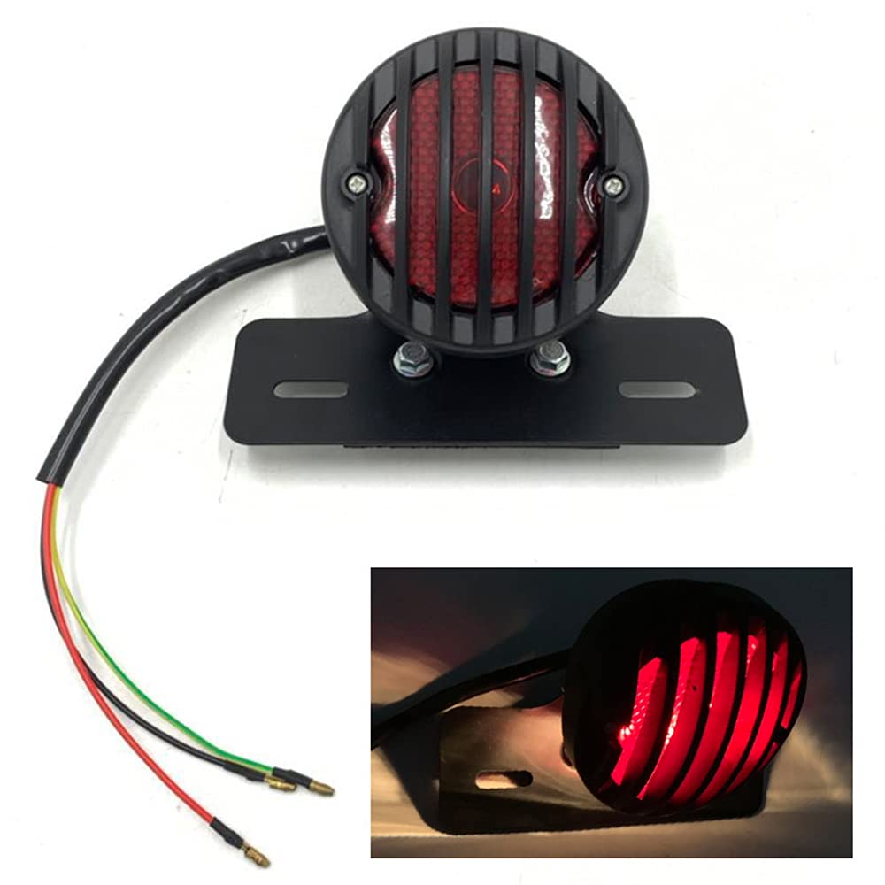 Baceyong motociclo luce del freno di coda, tendine della targa della luce di arresto del freno adatta per motocicli Harl-ey modificati generali, nero argento