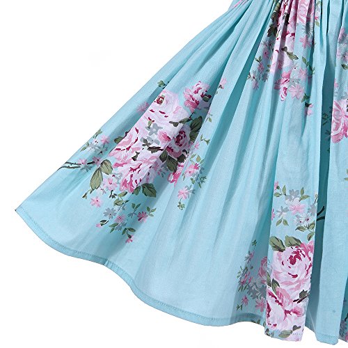 Flofallzique Summer Baby Girls Dress Blue Floral Toddler Outfit Casual Sundress (1, Blue)