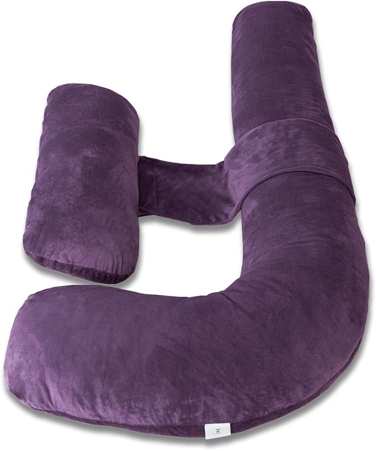 Pregnancy Pillow,Maternity Body Pillow with Pillow Cover,H Shaped Body Pillow for Pregnant Women (Dark Purple Velvet, 57in)