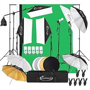 ShowMaven Photography Lighting Kit, Softbox Lighting Kit with Photo Backdrop for Product Photography, Portrait photography, Video Shooting Photography