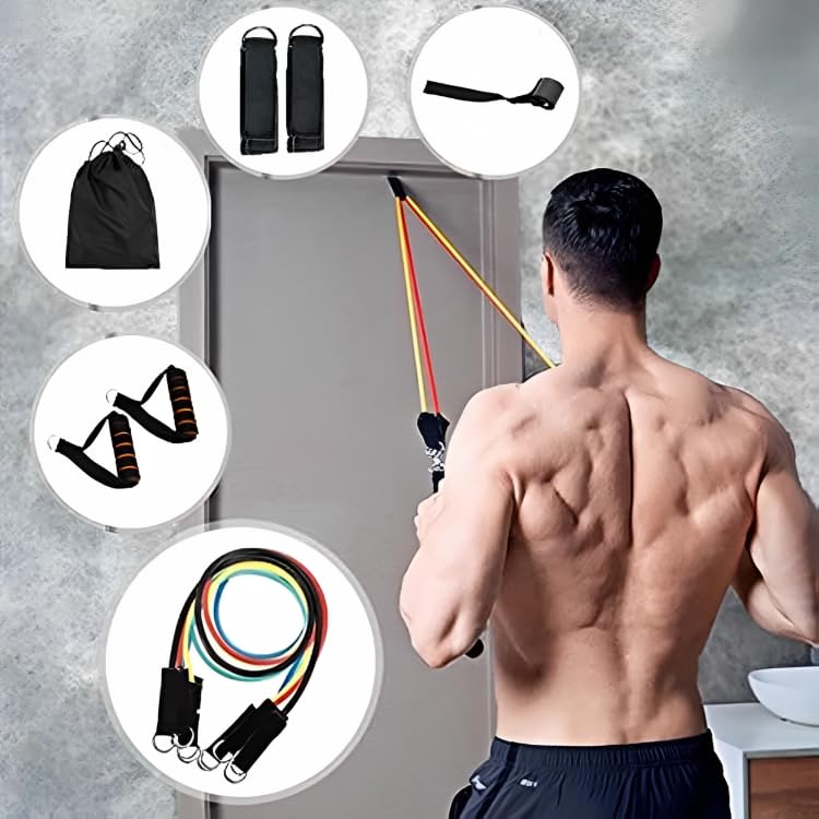 Unbreakable Resistance Bands Set (11Pcs) for Exercise, 100% Natural Latex Toning Tubes Kit for Workouts, Stretching for Men and Women (150Lbs),Natural Latex (B0CD88SY1N) Amazon Price History, Amazon Price Tracker