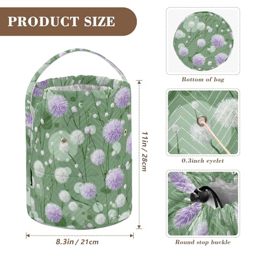 Image of Tatenale Crochet Bag Yarn Bag Knitting Project Bag with Pockets and Handle Portable Yarn Storage Organizer Tangle Free 8.3x11 InchDark Green Flowers Blooms23