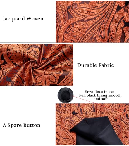Image of DiBanGu Mens Paisley Suit Vest Silk Jacquard Waistcoat and Necktie Set Formal Shawl Collar Dress Vest 7PCS for Wedding Party
