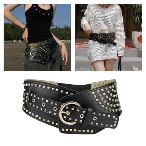 Rivets Studded Belt Aesthetic Corset PU Waistband Dress Belt Casual Wide Belt Pants Dresses Corset Belt2