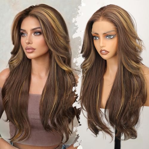 Eawwii 13x4 HD Lace Front Glueless Wigs for Women Brown