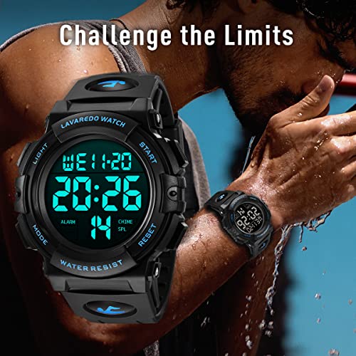 Image of L LAVAREDO Digital Men's Watch (Black Dial Black Colored Strap)