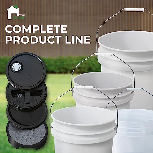 Image of 6.5-Gallon White Bucket Pail Container with Lid | Food Grade | Heavy-Duty Approx 90 MIL Extra Durable | Metal Handles with Plastic Grip | Multi-Use | Easy Stack and Store | BPA Free - 3 Pack