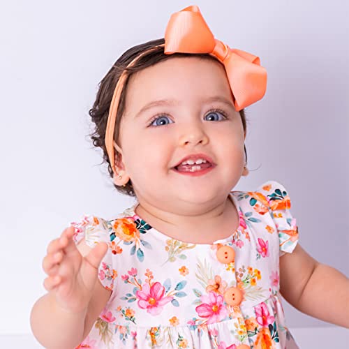 VESTIDO DE BEBÊ MENINA LUXO FLORIDO COM TIARA MANGA CURTA 100% ALGODÃO MUNDO NINA KIDS - JULIANA Tam