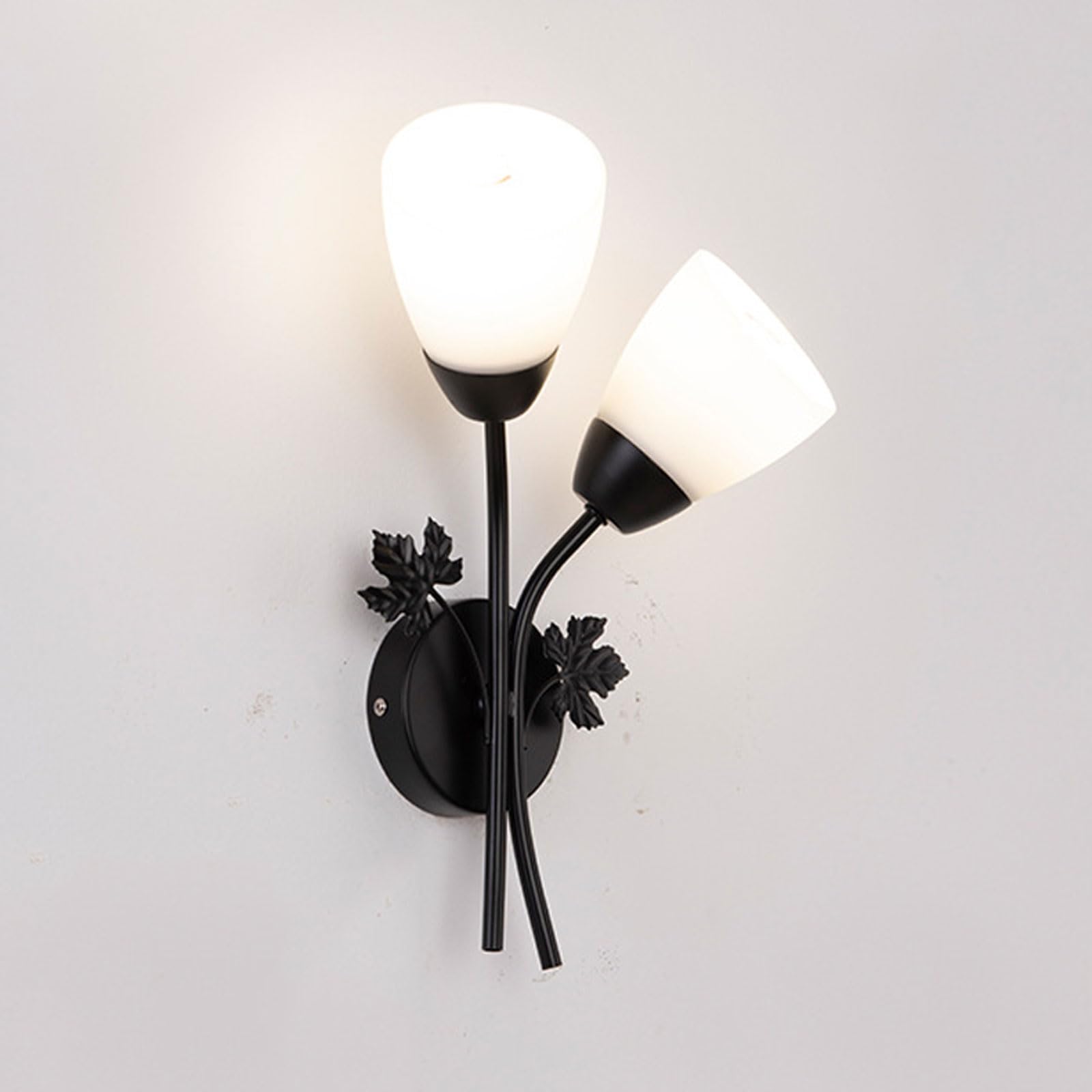 AWEITG American Vintage Style Wall Sconce - Black and Gold Indoor Lighting Fixture, Durable Iron Flower Shape Lamp G9 Light Source(B-dark2)