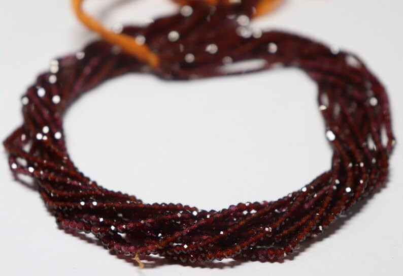 Perles Grenat Naturel Facetté 2-3 Mm - Brin 12 Pouces Pour Bijoux DIY - Neuf Avec étiquette
