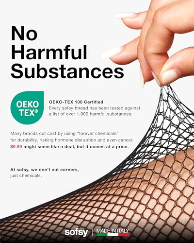 sofsy 10-Year Hosiery Craftsmanship - Italian-Made Fishnet Stockings for Women | Soft Dual Silicone Lace Top Thigh Highs2