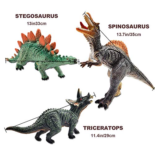 Keliwow Dinosaur Toys For Boys - 6 Pcs 13” Big Soft Pvc Dinosaur Figures - T Rex Triceratops Spinosaurus Stegosaurus Brachiosaurus Pterosaur - For Toddlers Kids Aged 3 + #TOP3