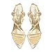 Ouwilov Gold Metallic Strappy Stiletto Heels for Women Open Toe Ankle Strap High Heel Sandals Elegant Dress Shoes for Wedding Party Prom and Evening Events Gala Celebration Looks