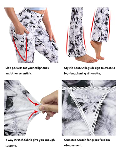 Image of BUBBLELIME 29 inch /31 inch /33 inch /35 inch /37 inch Women High Waist Bootlegs Yoga Pants Tummy Control Bootcut Workout Flared Out Pockets
