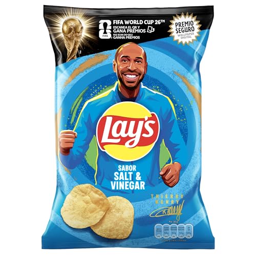 Lay's Vinagreta, Patatas Fritas de cultivos sostenibles con sabor sal y vinagre, Producto de Aperitivo, bolsa individual, 150g