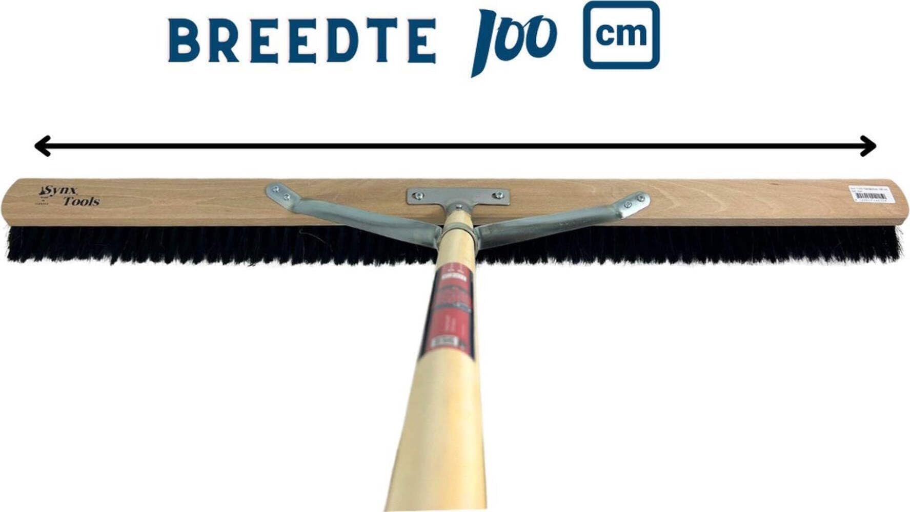 Escoba de Crin de Caballo de 100 cm & Set de Recogedor y Cepillo (2 piezas) – Escoba de Crin de Caballo para Interiores – Mango de 150 cm – Recogedor y Cepillo con Mango Ajustable hasta 121
