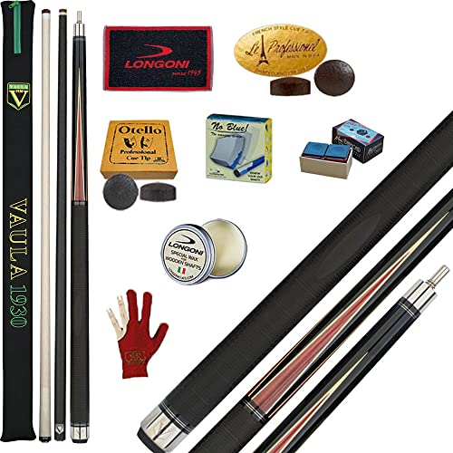 Stecca 5 Birilli e 9 Birilli-Goriziana Biliardo Internazionale Vaula 2 PRO, Doppia Punta, Acero e Fibra di Carbonio. Omologata tornei Coni FIBIS, con ricambi, Accessor