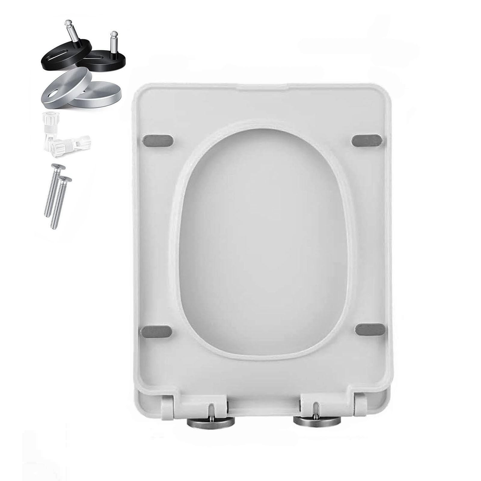 FLYIODFCXV Toilet seat, Soft Close White Square Toilet Seat with Quick Release for Easy Cleaning and Installation Top(06A)