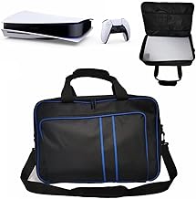 Carrying Case for PS5, Travel Bag Storage for PS5 Console Disc/Digital Edition and Controllers, Protective Shoulder Bag for PS5 Accessories Case (Blue)
