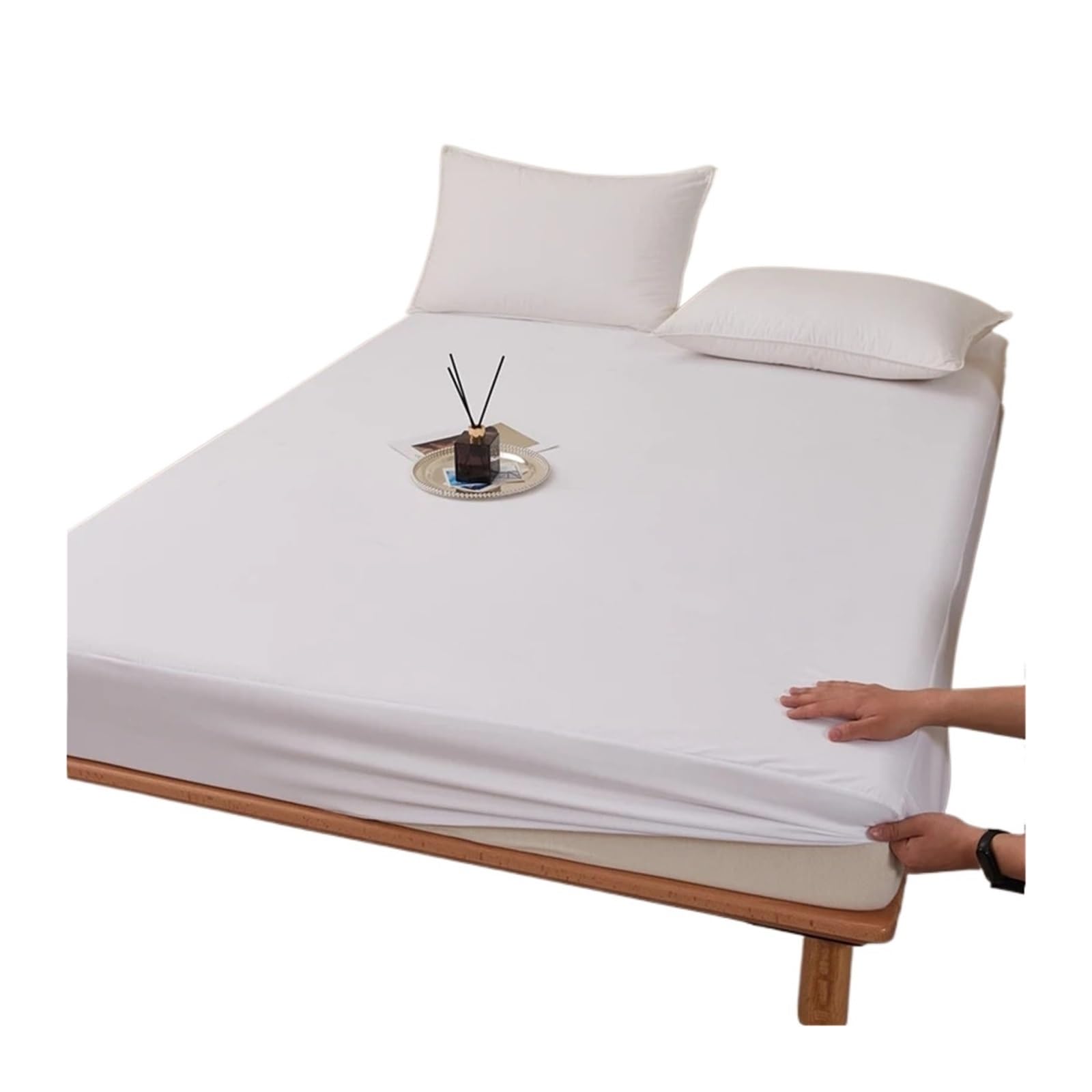 ZIHDKE 1pcs Solid Plain Waterproof Fitted Sheet Mattress Protector Queen King Cover for Tatami(140x200cm)
