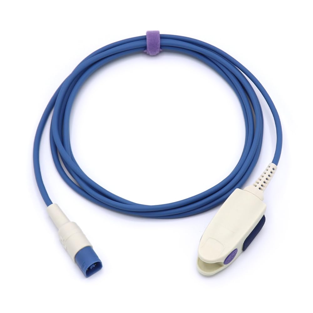 Skmeditec Sensore SpO2 compatibile con cavo PHPhilips Direct Spo2 con tecnologia Nellcor Oxismart SpO2, sonda a clip grande da 3,2 piedi con connettore a 8 pin, cavo di ricambio per M1196S