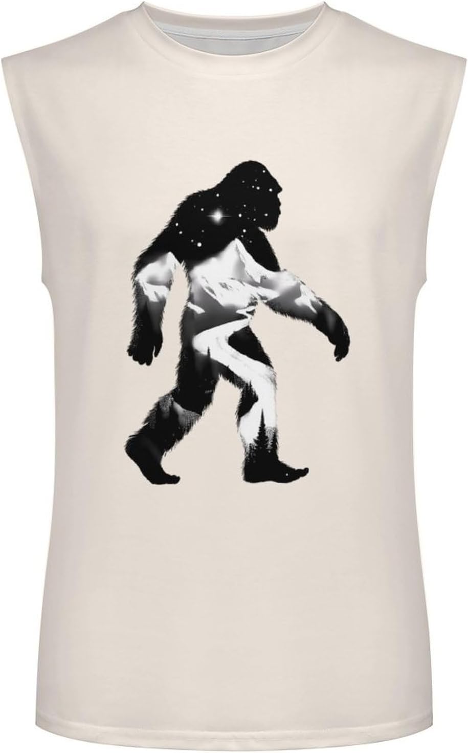 Bigfoot Sasquatch Walking Men Summer Sleeveless Crew Neck Top 5XL