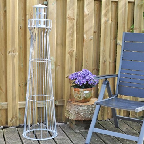 VOSS.garden Leuchtturm 1,35m hoch verzinkt, Gabione, Garten-Dekoration, Metalldeko