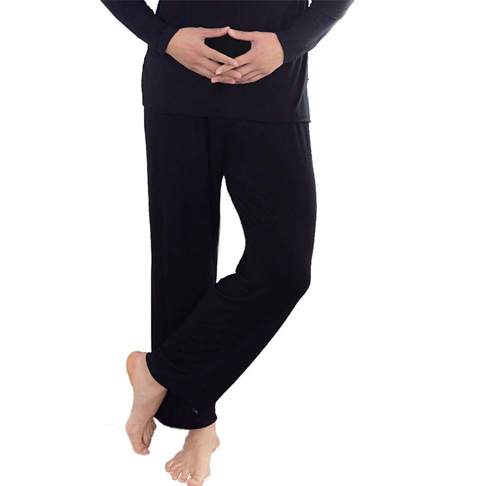 Wantschun Men's Black Modal Mix Bamboo Fiber Casual Lounge Pants With Pockets Yoga Trousers Sleepwear Pyjamas Sleeping Bottoms Nightwear(,Medium)
