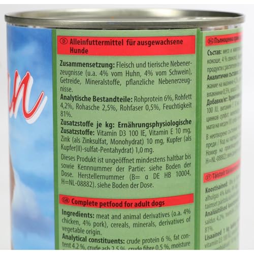 6X 1200g Khan Hundefutter Saftige Stücke in der Dose Fleischbällchen in Gelee 7,2kg