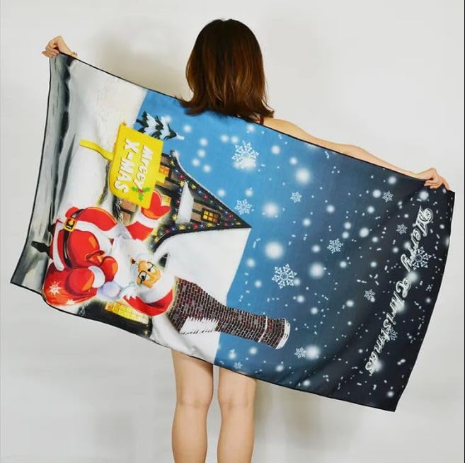 Crown PHARMA Large Bath Towels Microfiber (70 X 140 CM) |Quick Dry Super Absorbent |Christmas |Bath Towel for Men and Women Towel for Bath, Travel, Gym, Beach, Pool, and Yoga