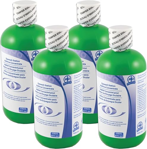 Hughes Eyewash Station Water Treatment Additive Solution, 4-Pack of Bottles, Made in The USA, ADDR4PKUS