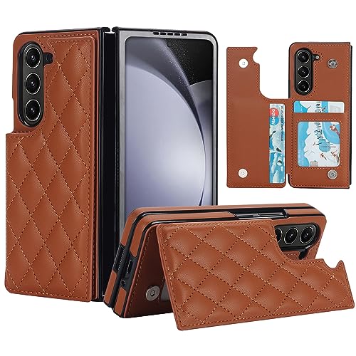 Coque Samsung Galaxy Z Fold 5 en cuir chic et antichoc avec porte-cartes