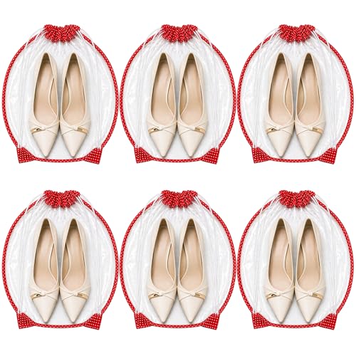 Image of Shoe Storage Pouch & Shoe Cover Set of 6 (Maroon) | Transparent Shoe Bags for Men & Women | Portable Travel Shoe Organizer | Compact Dustproof Shoe Protection for Closet & Home Storage