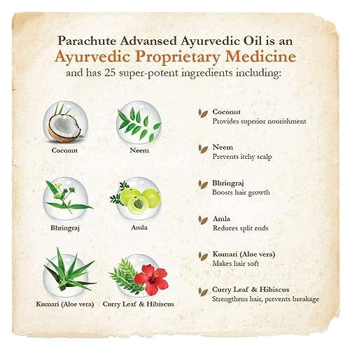 Parachute Advansed Ayurvedic Coconut Hair Oil with Neem, Amla, Bhringraj & 22 Natural Herbs | Reduces Dandruff, Thinning & prevents Hair fall | 300ml - Image 3