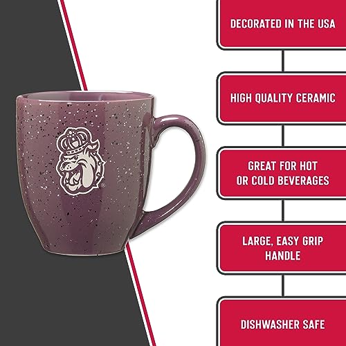 Image of Rico Industries NCAA James Madison Dukes Purple Personalized 16 oz Team Color Laser Engraved Speckled Ceramic Coffee Mug