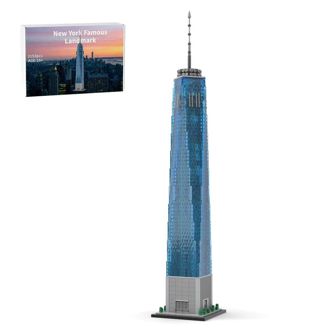 1/800 Scale One World Trade Center Building Blocks Set, Landmark Architecture Model, Collectible Freedom Tower Street Scene