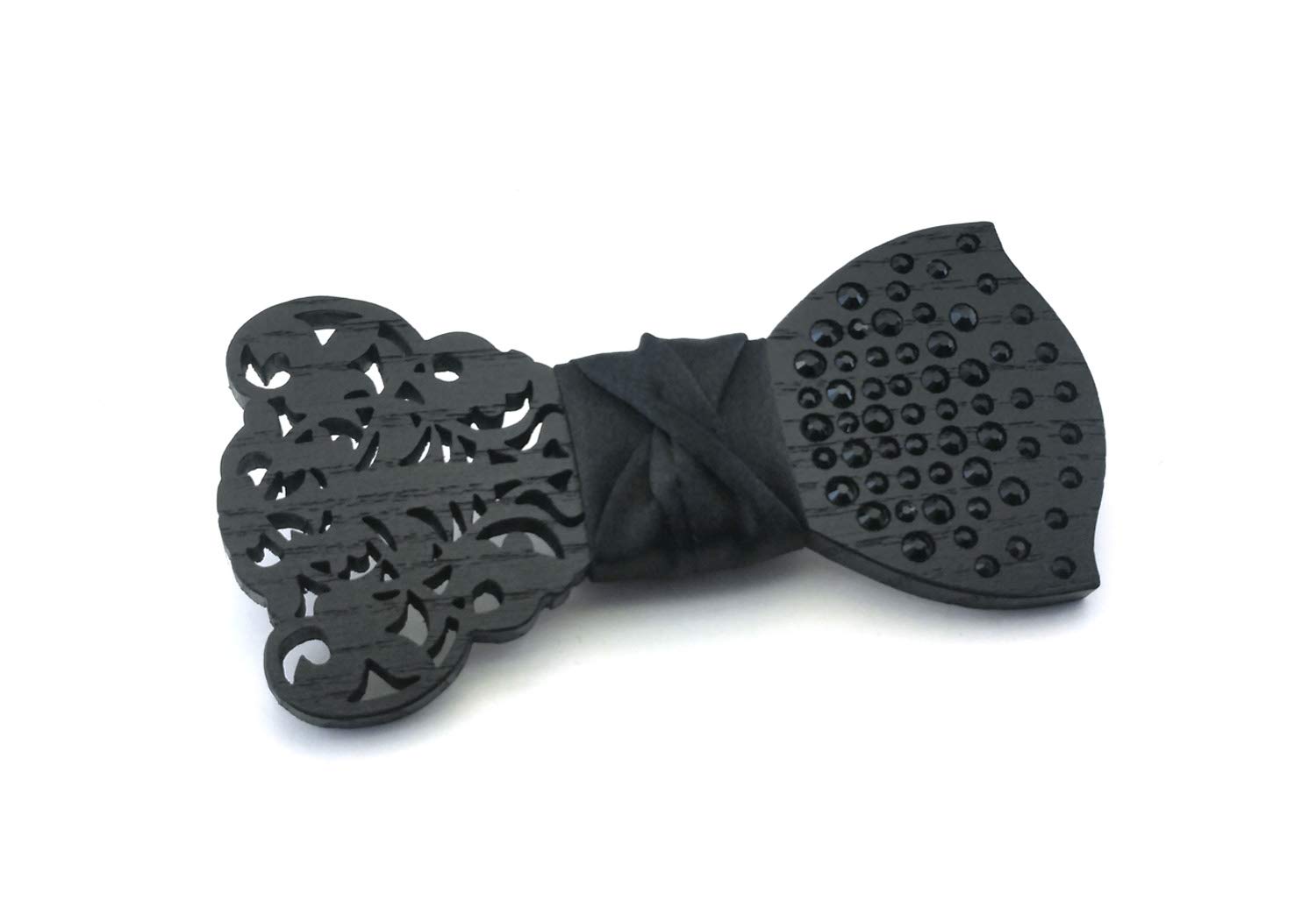 Papillon legno GIGETTO Barocco Strass Nodo Raso Nero Made in Italy