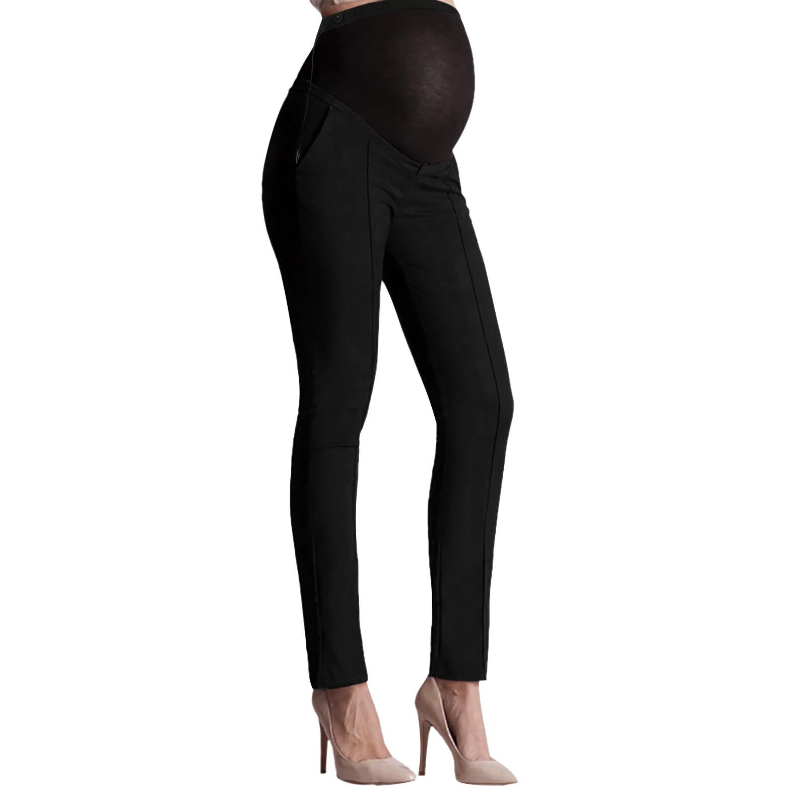 Pantalones de maternidad cómodos sobre el vientre para mujer, pantalones capri casuales para el trabajo, jeans elásticos