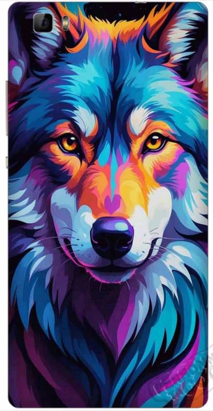 Funda de plástico rígido compatible con Huawei P8 Lite, diseño de lobo