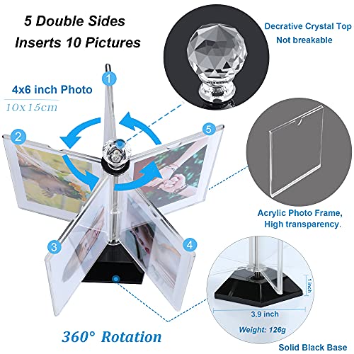 ZEEYUAN Drehender Fotorahmen Set für Mehrere Fotos 10 Fotos in 10 x 15 cm Transparente Bilderrahmen aus Acryl als… – Bild 6