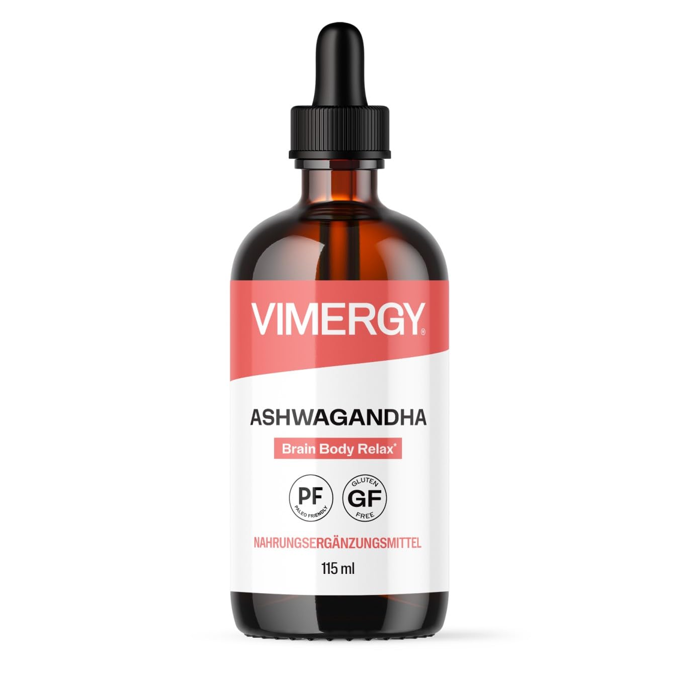 VIMERGY Bio Ashwagandha Flüssigextrakt, 115 ml, Vegan, Glutenfrei
