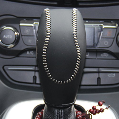 JI Black Genuine Leather Gear Shift Knob Cover for 2012 2013 2014 2015