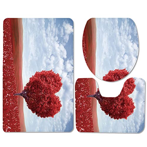 Badematten Set 3 teilig,Toilettenmatte Set,3er Badgarnitur Badezimmer Matte Set Dusch Bade Matte Vorleger Teppich 3D…