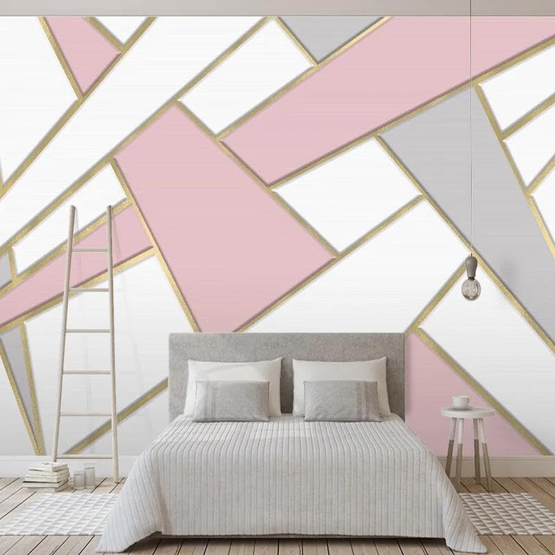 Papier peint 3d rose ILIYA en tissu non tissé pour masquer les imperfections de mur salon