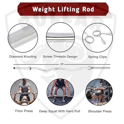 Image of BULLAR Home Gym Set, Home Gym Combo With Curl Rod and Pair of Dumbbell Rods Gym Equipment for Men and Exercise Accessories for Fitness (18Kg Combo)