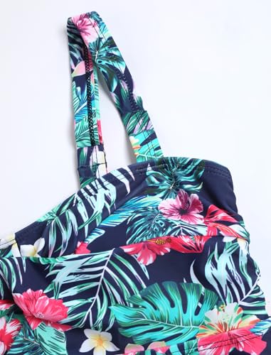 Image of ZAFUL Tankini Swimsuits for Women Tummy Control High Waisted Twist Front Ruched Two Piece Bathing Suit