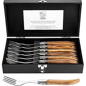 Laguiole Style de Vie Forks, Luxury Line, 6 pieces, Olive Wood, in giftbox