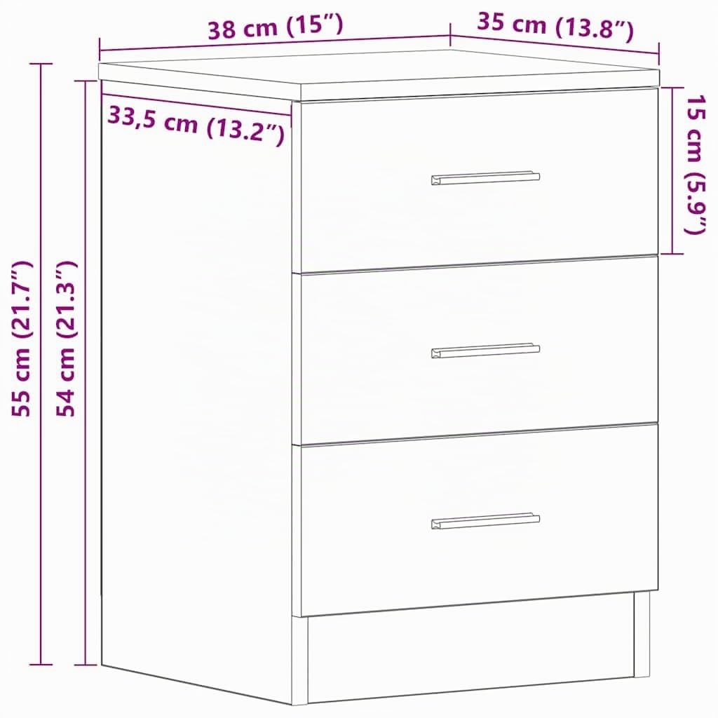 vidaXL 2X Comodini Moderni Eleganti Robusti con Cassetti Portaoggetti Armadietto Comò Cassettiera Versatile Rovere Sonoma 38x35x56 cm in Truciolato