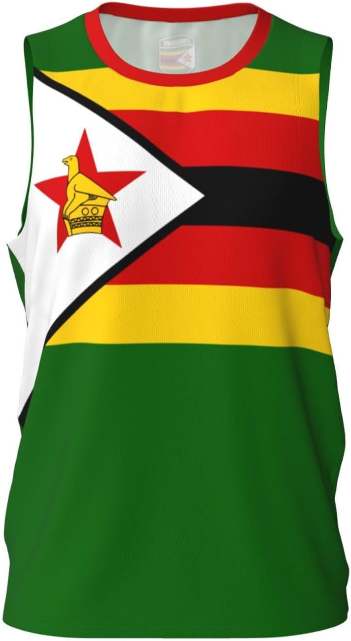 Zimbabwe Flag Basketball Jersey Sports 3D Vest Shirt for Men Running Fitness Training Team Jerseys